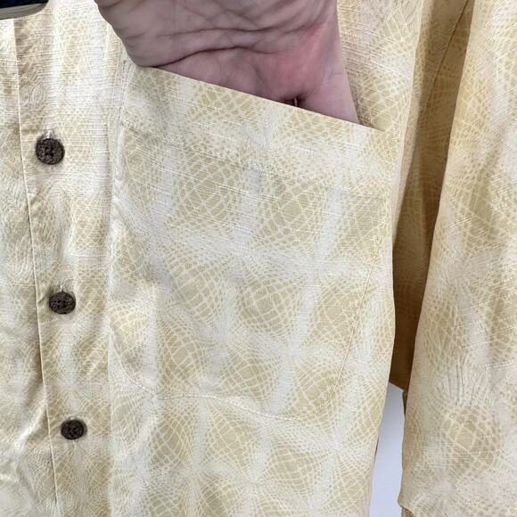 Tommy Bahama Shirt Mens Medium Silk Yellow Button Up Short Sleeve Tropical - Picture 5 of 7